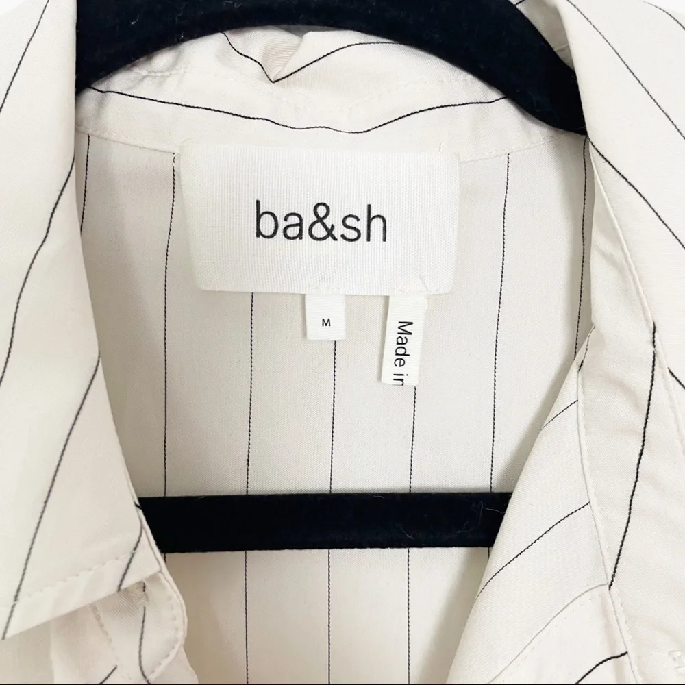 Ba&sh Sami Striped Shirt Long Sleeve Maxi Dress in Ecru Cream Medium Casual - Picture 5 of 9